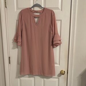 BCX Blush Long Sleeve Dress with Ruffle Detail